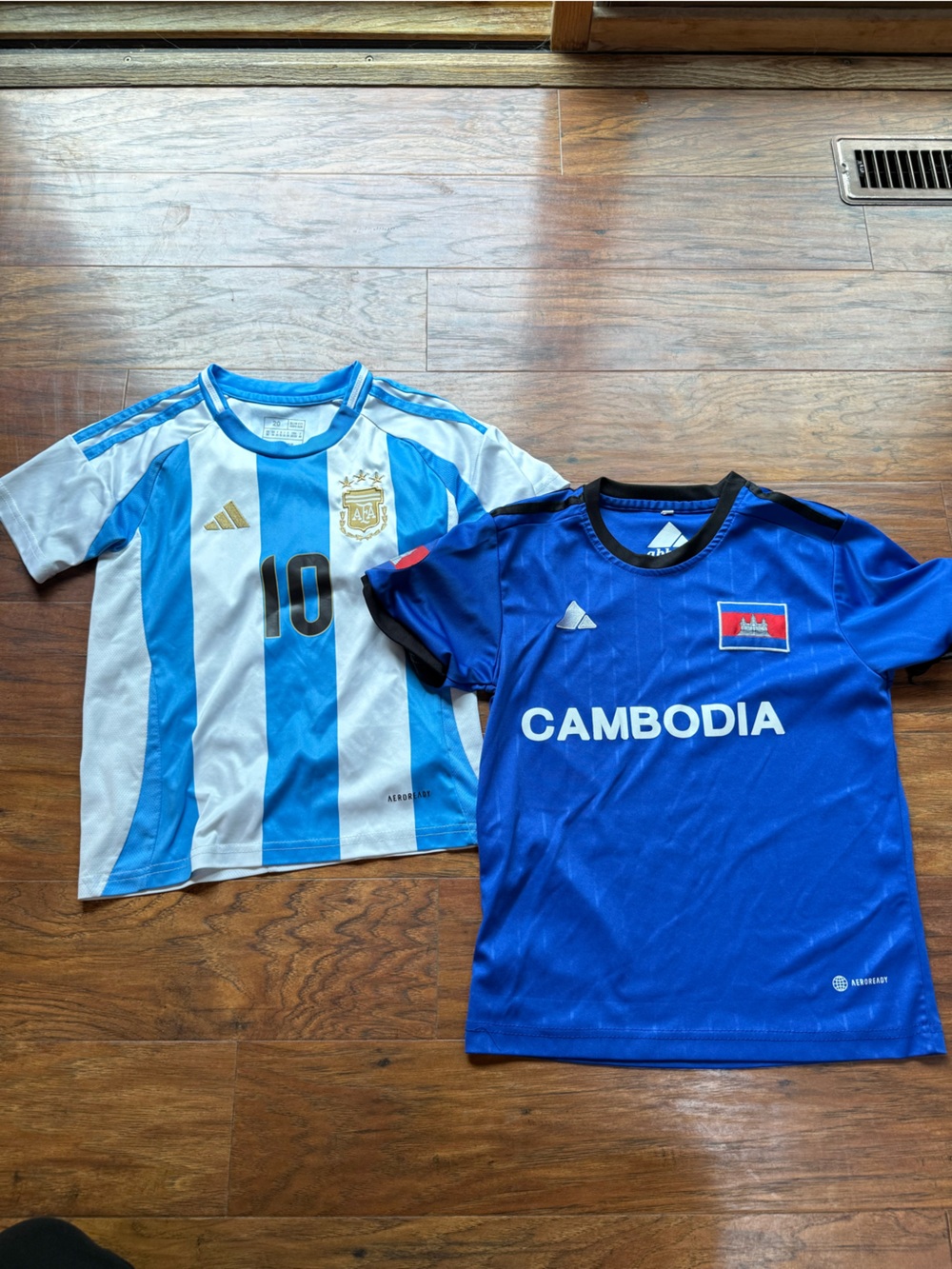 Cambodia Blue Kids' Soccer Jersey - Short Sleeve kids size about 6/7